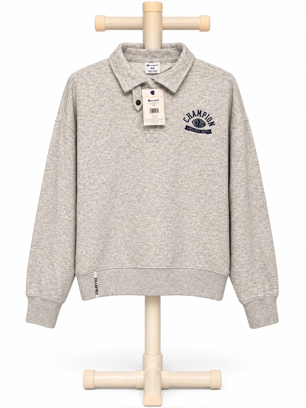 Champion Light Heather Gray Collar Pullover Sweatshirt
